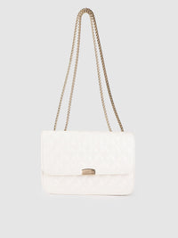 Lino Perros Women White Quilted Structured Shoulder Bag