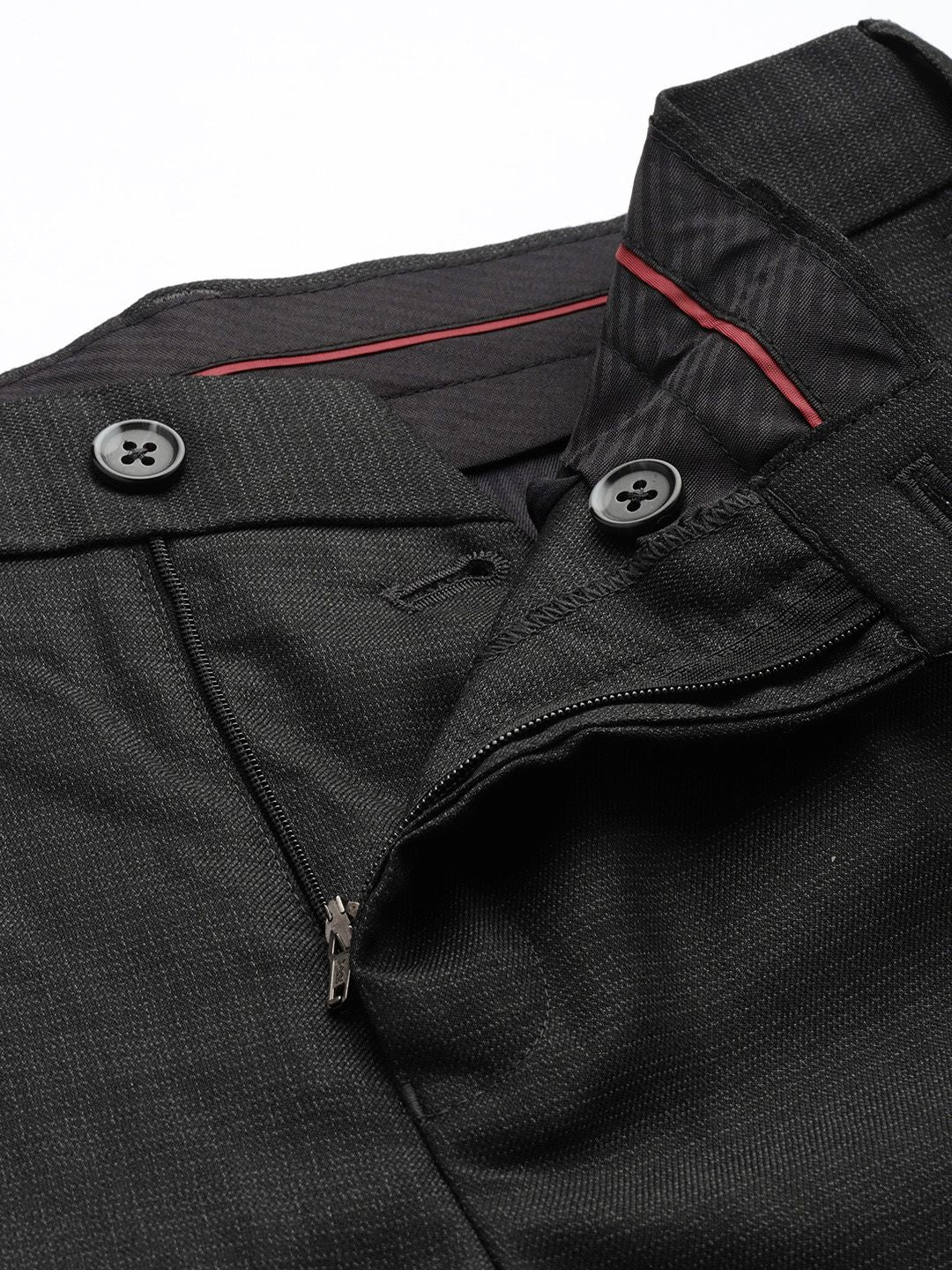 Raymond Men Self Design Textured Slim Fit Formal Trousers