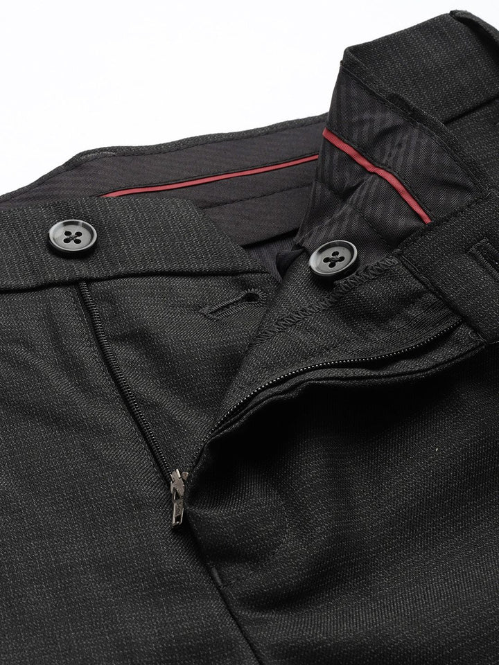 Raymond Men Self Design Textured Slim Fit Formal Trousers