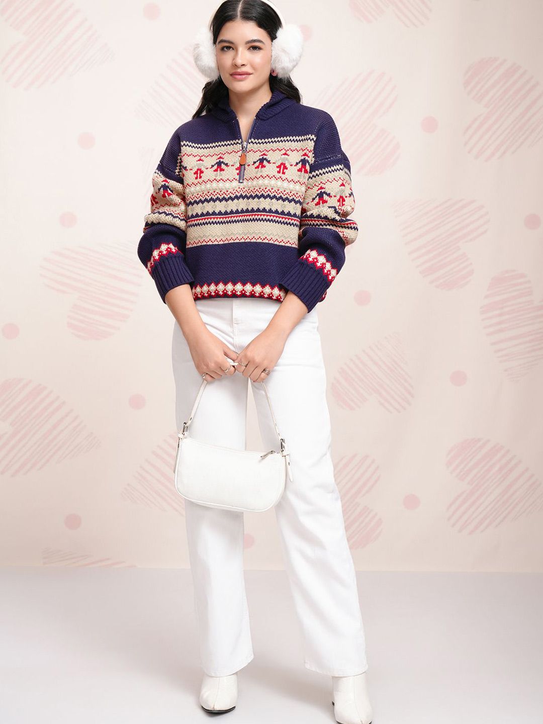ESPYR By Tokyo Talkies Women Cable Knit Pullover with Zip Detail Detail