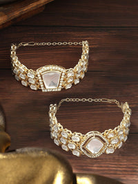 Zaveri Pearls Set of 2 Gold-Plated Austrian Diamonds Studded Wraparound Bracelets