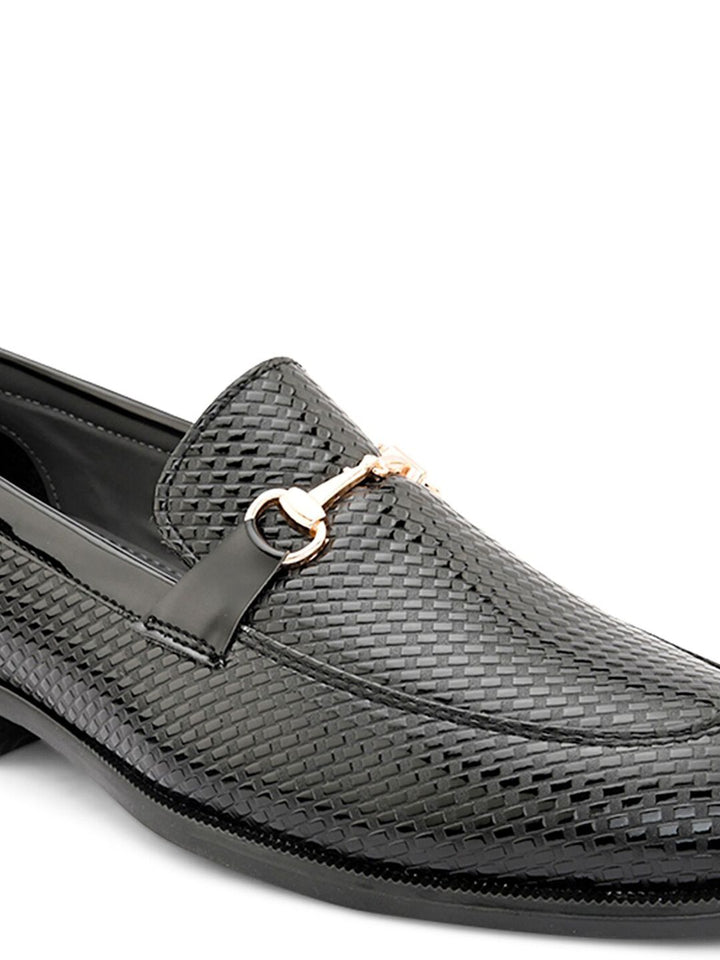 House of Pataudi Men Textured Formal Horsebit Loafers
