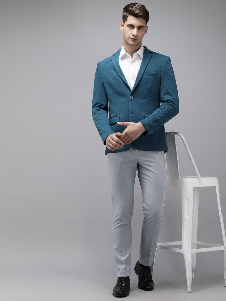 Park Avenue Self Design Textured Super Slim Fit Single Breasted Formal Blazer