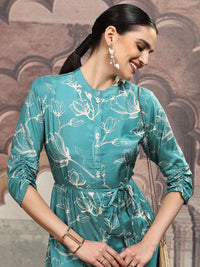 Vishudh Floral Printed Fit & Flare Midi Dress