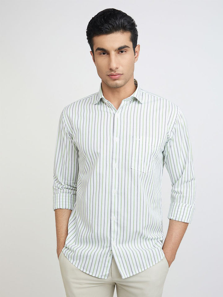 Park Avenue Men Pure Cotton Slim Fit Opaque Striped Casual Shirt