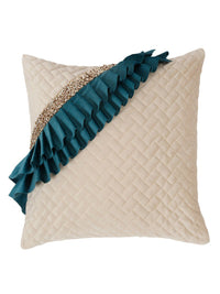 HOSTA HOMES Off White & Green 2 Pieces Geometric Square Cushion Covers