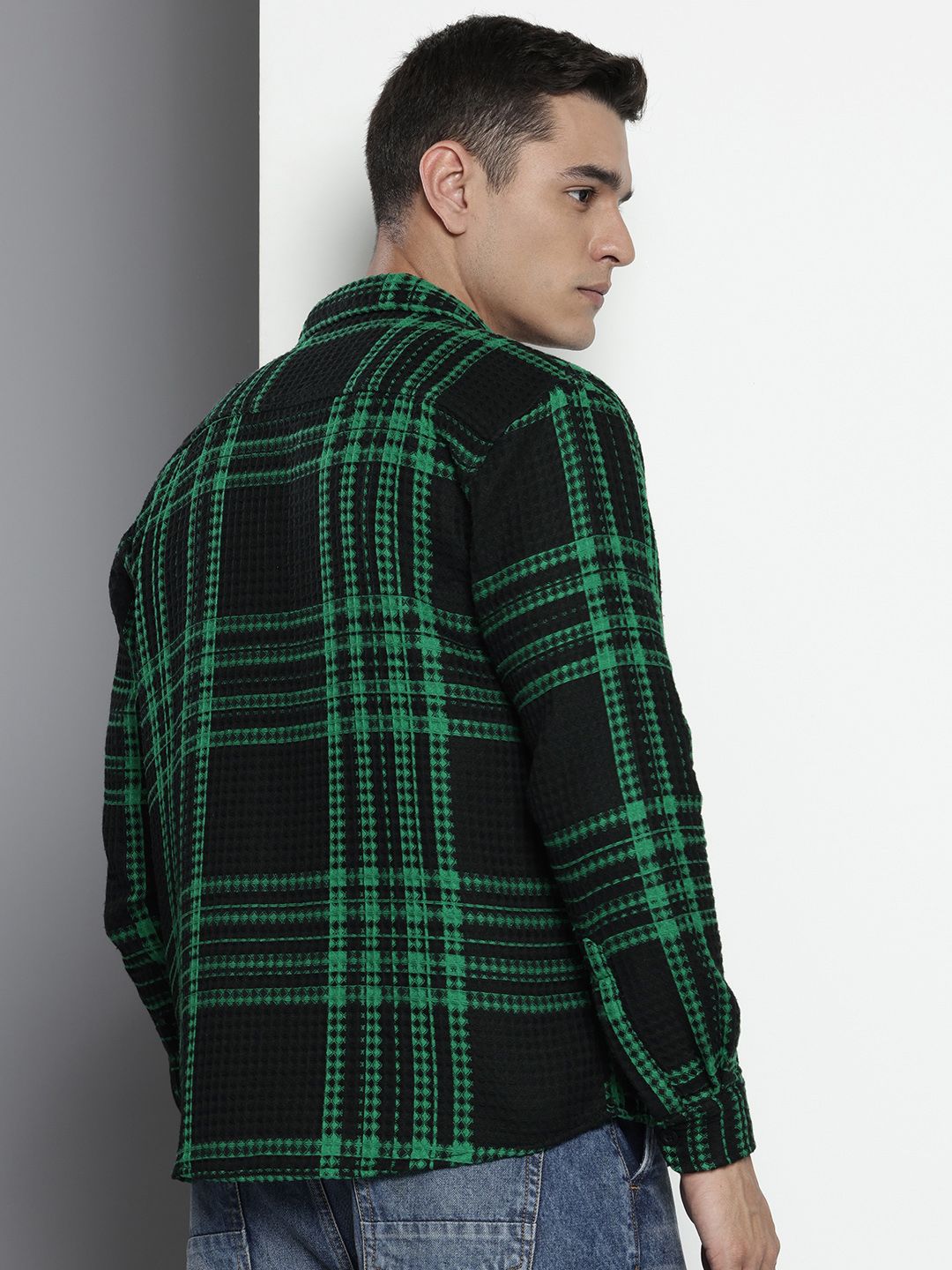 The Indian Garage Co. Relaxed Fit Opaque Checked Textured Casual Shirt