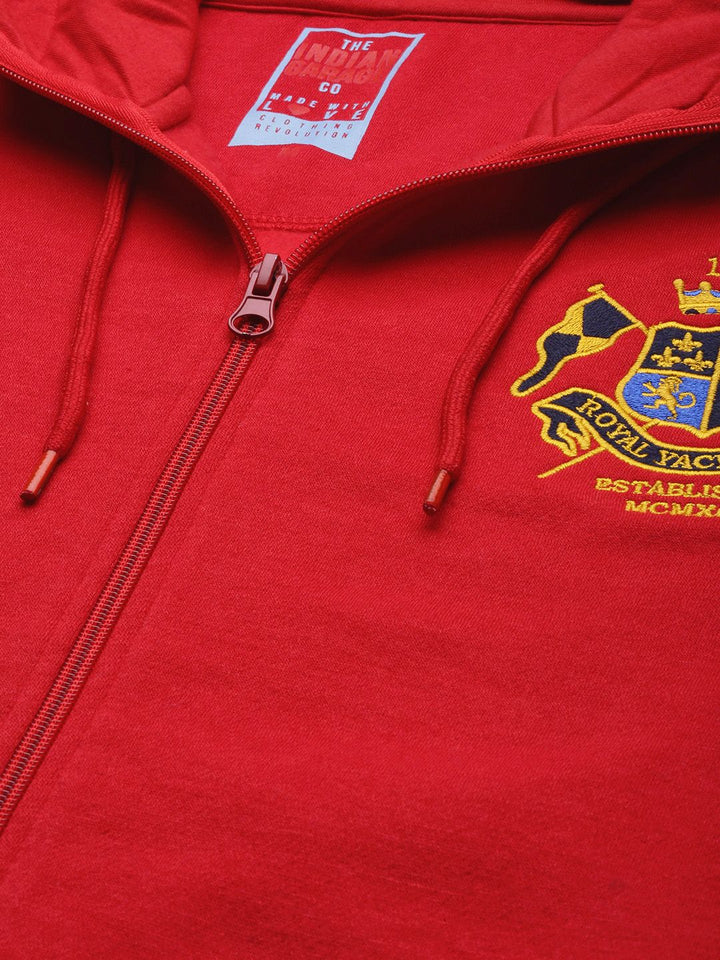 The Indian Garage Co Men Red Solid Hooded Sweatshirt