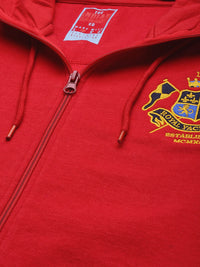 The Indian Garage Co Men Red Solid Hooded Sweatshirt