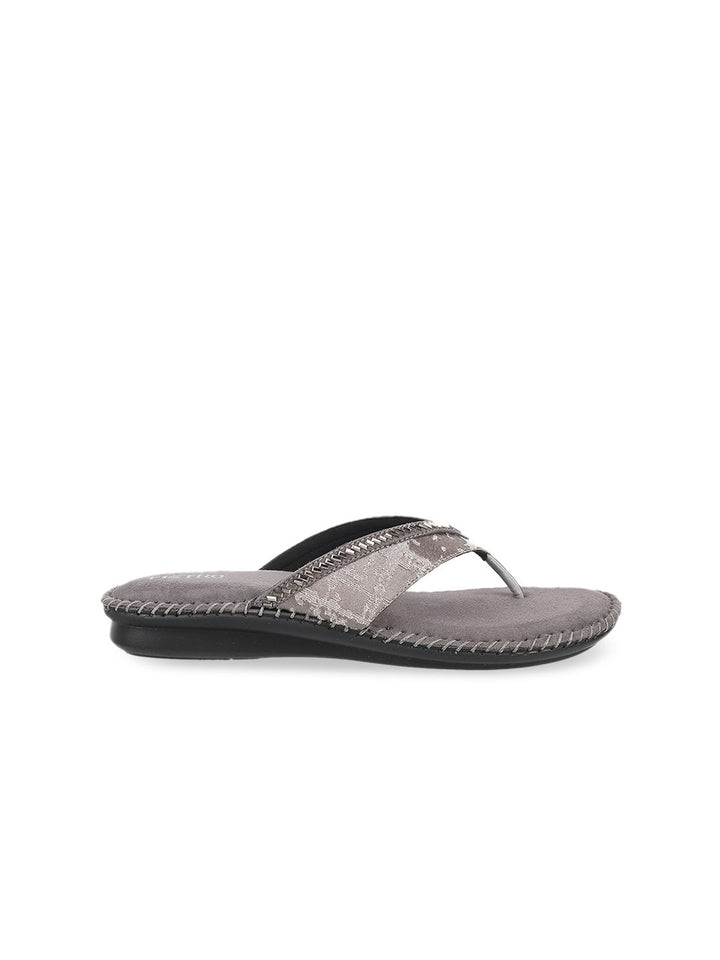 Metro Women Grey Embellished Ethnic Sandal