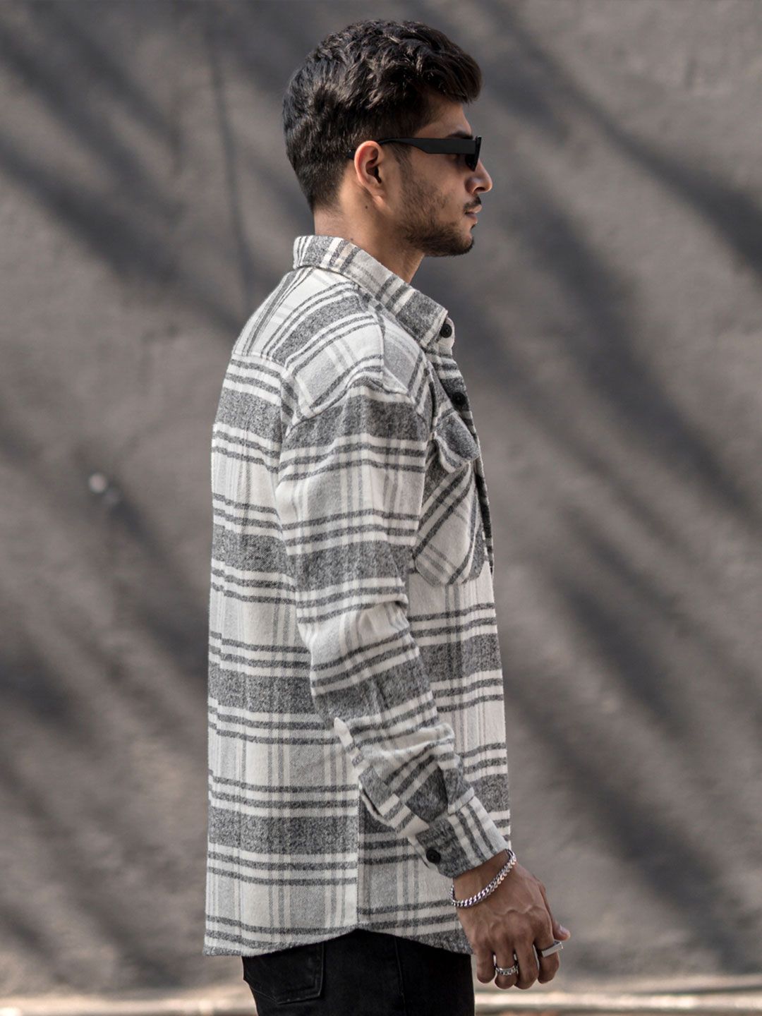 Powerlook India Slim Checked Drop-Shoulder Sleeves Oversized Casual Shirt