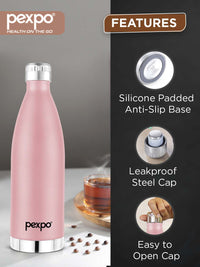 Pexpo Exteme Rosy Brown Thermosteel ISI Certified Hot & Cold Flask Water Bottle 830ml
