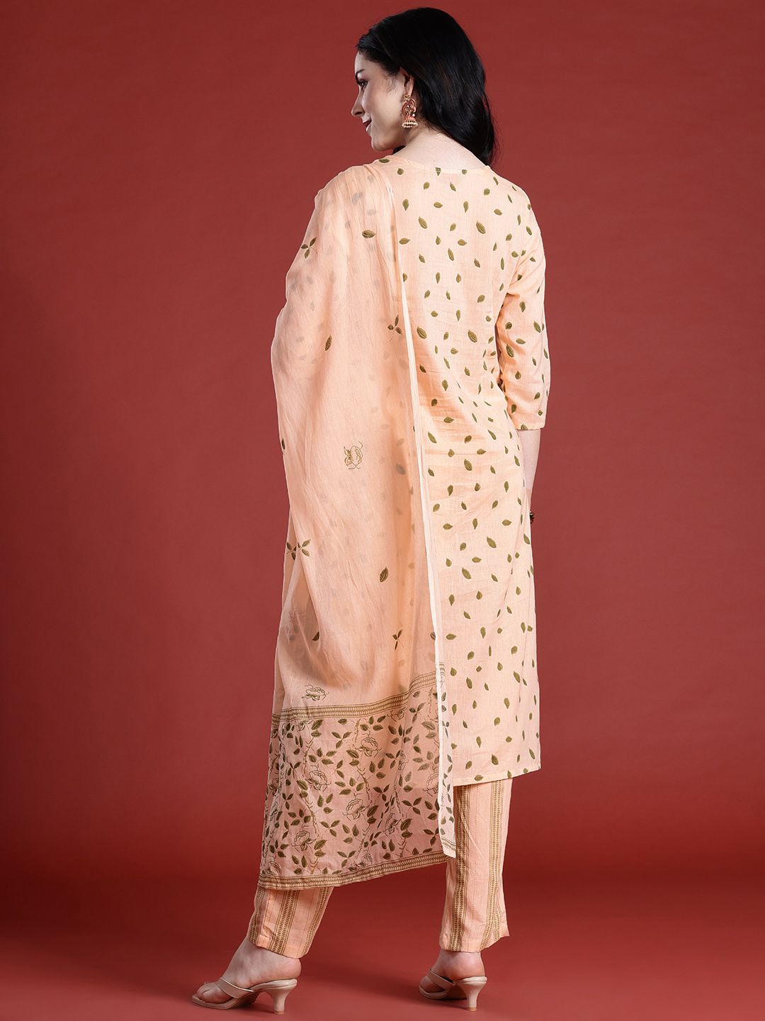 Anouk Floral Printed Regular Pure Cotton Kurta with Trousers & With Dupatta