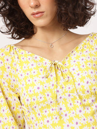 DressBerry Dash of Floral Smocked Empire Padded Crop Top
