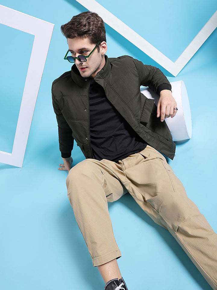 The Indian Garage Co Men Regular Fit Padded Bomber Jacket