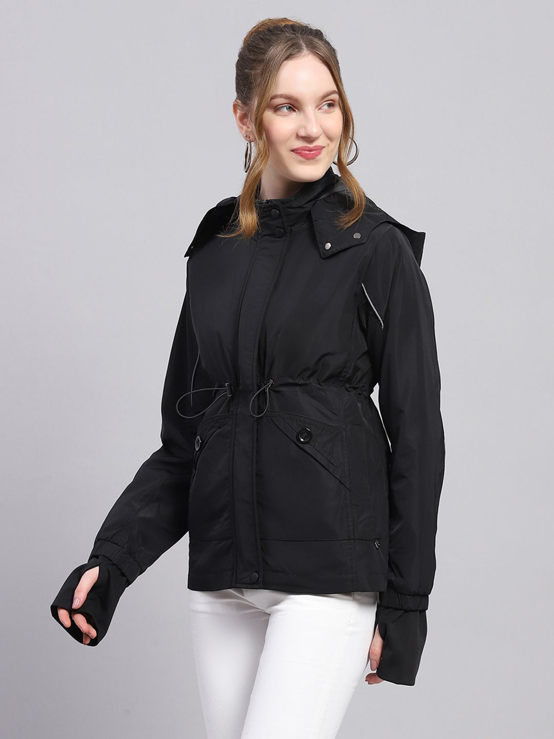 Monte Carlo Water Repellent Toggle Waist Hooded Tailored Jacket