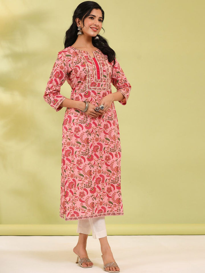 Rain & Rainbow Floral Printed A-line Calf-Length Kurta