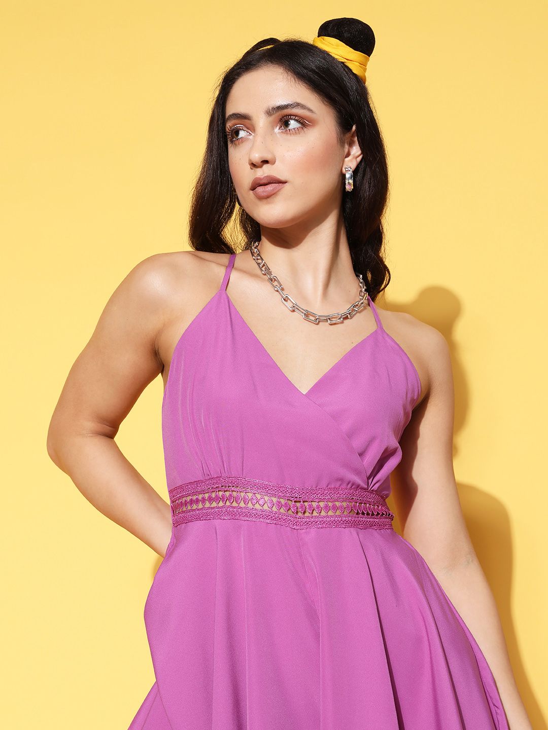 Berrylush Women Charming Purple Solid Spaghetti Straps Jumpsuit