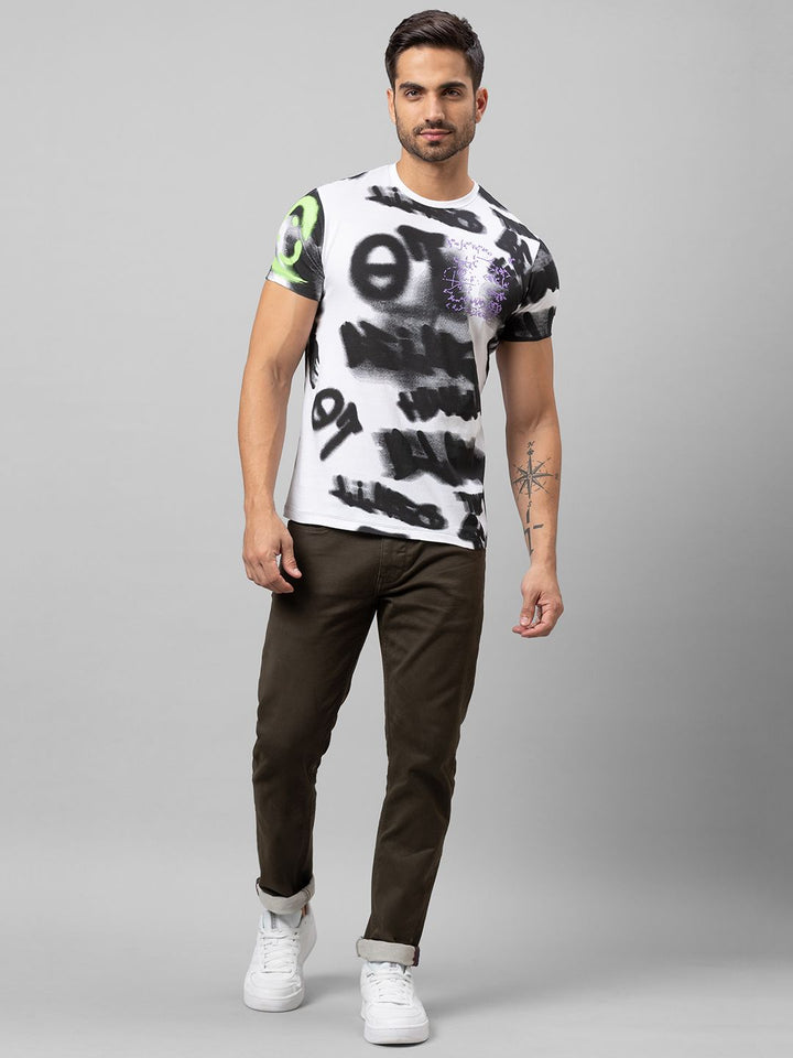 Being Human Men White Typography Printed Cotton T-shirt