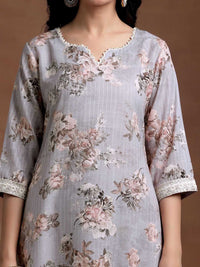 Libas Floral Printed Regular Gotta Patti Kurta with Salwar & With Dupatta