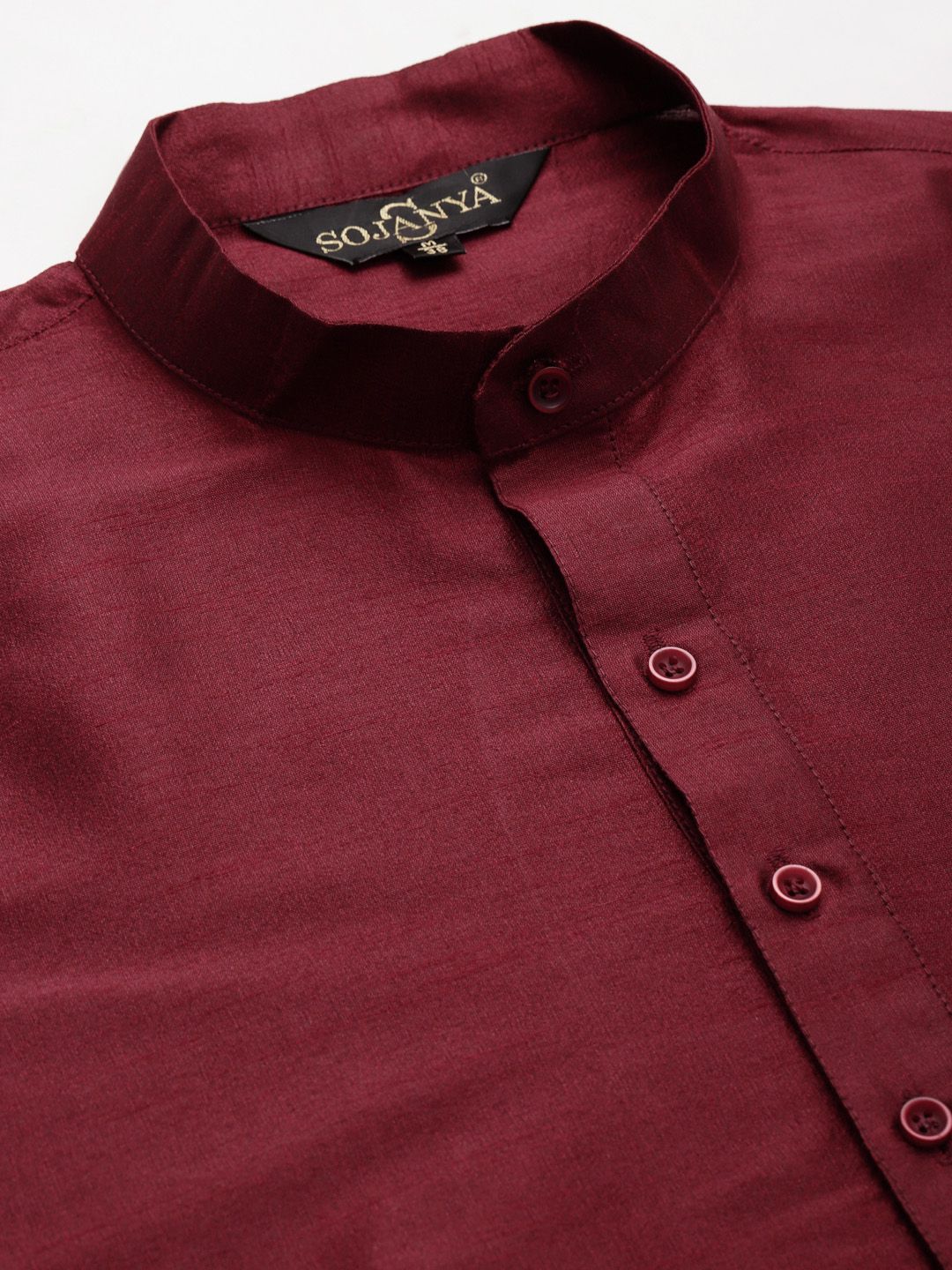 SOJANYA Men Maroon Kurta with Churidar & Nehru Jacket