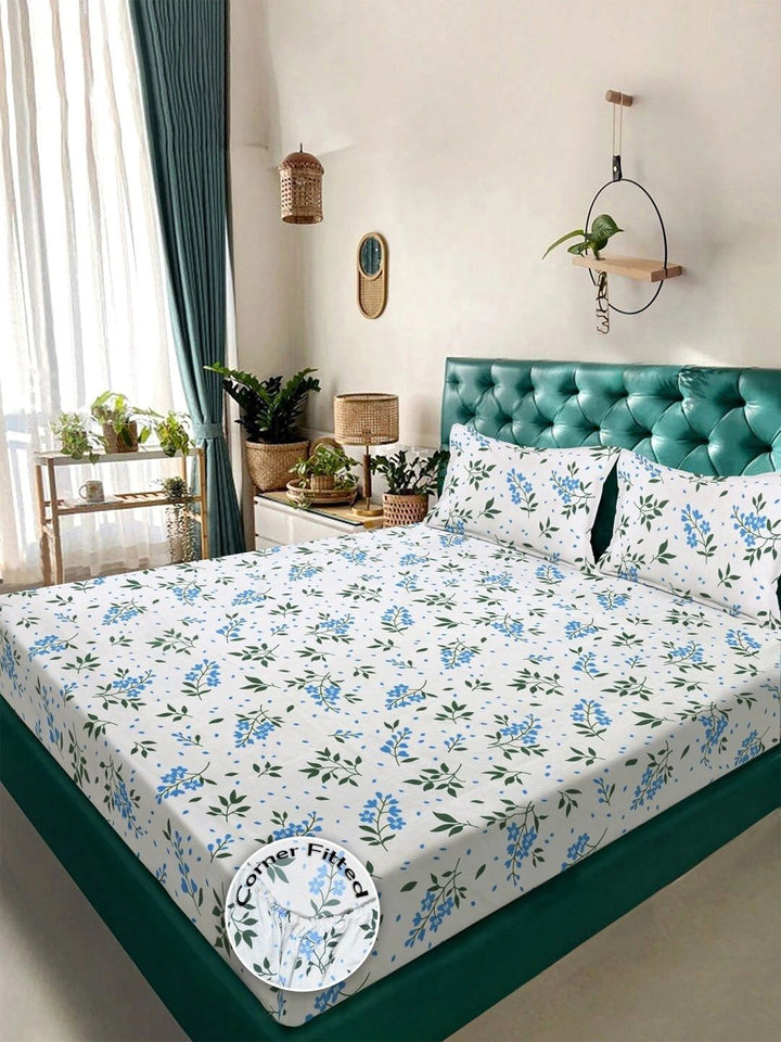 Moda Rapido X KLOTTHE Bunga Putih 300 TC Cadar King dengan 2 Sarung Bantal
