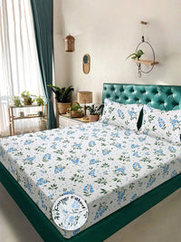 Moda Rapido X KLOTTHE Bunga Putih 300 TC Cadar King dengan 2 Sarung Bantal