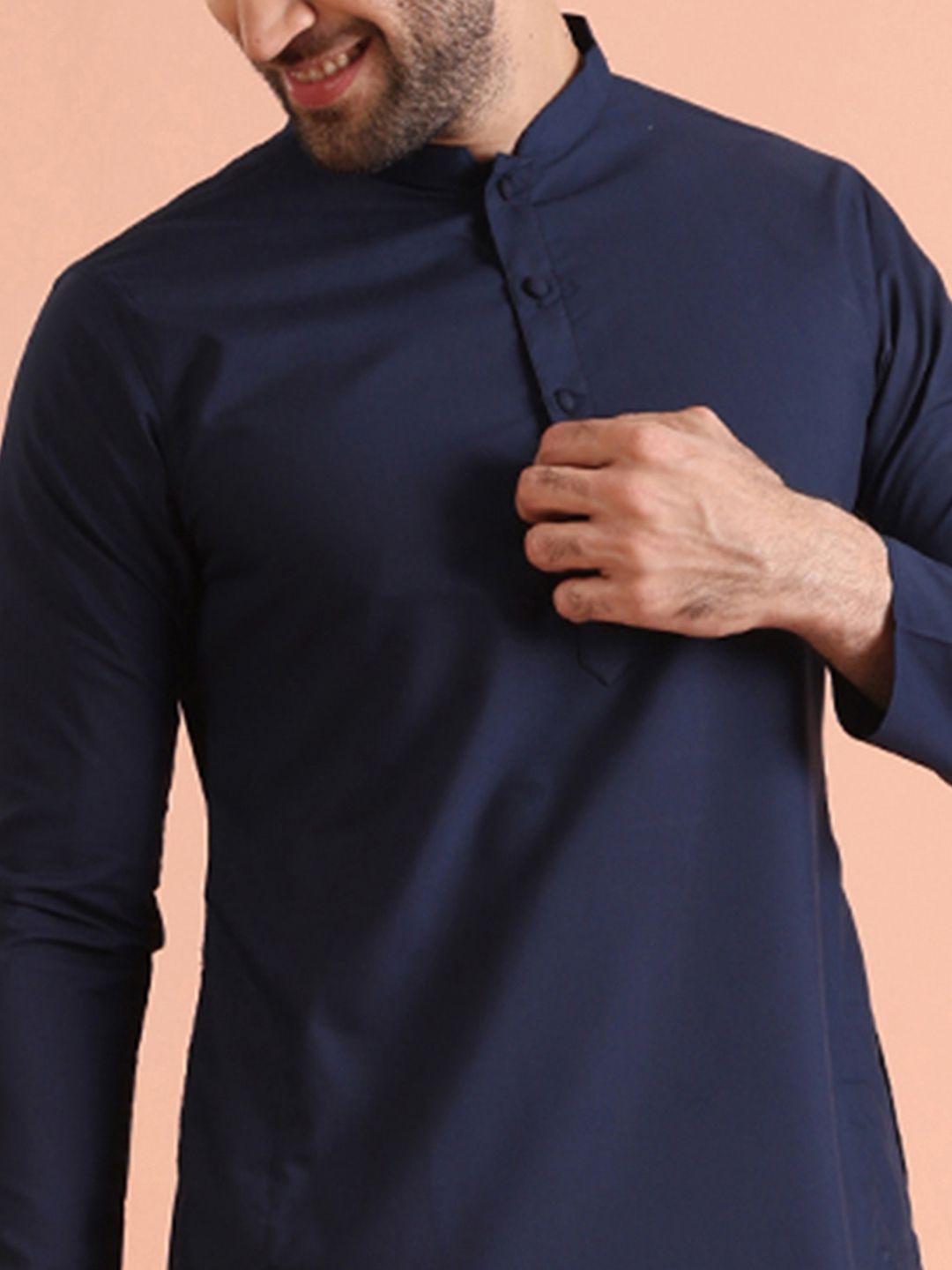 KISAH Mandarin Collar Long Sleeves Straight Kurta