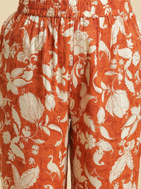 W Floral Printed V-Neck Empire Kurta with Trousers
