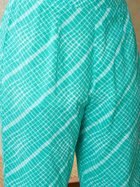 Indo Era Floral Printed V-Neck Pure Cotton A-Line Kurta With Trousers