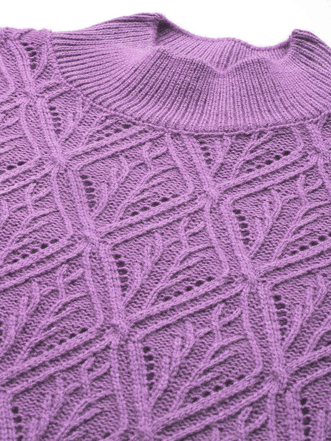 all about you Cable Knit Pure Acrylic Longline Pullover