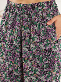 Antheaa Floral Printed Lace Insert Top & Sharara