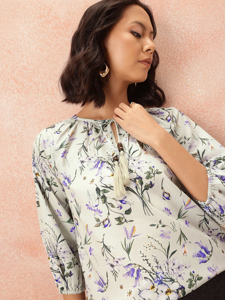 all about you Floral Print Puff Sleeve Top