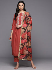 Varanga Ethnic Motifs Embroidered Thread Work Kurta With Trousers & With Dupatta