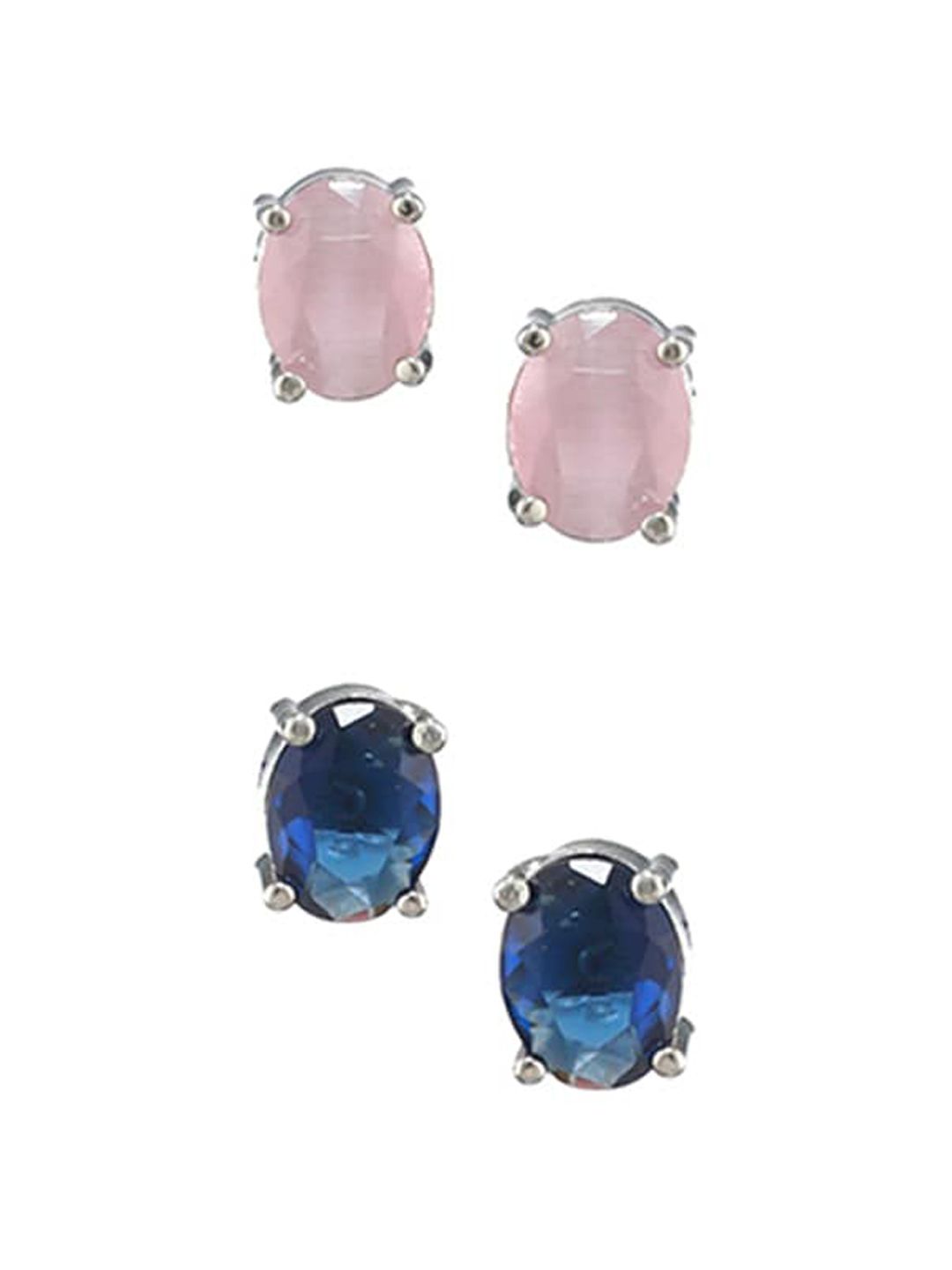 Priyaasi Set OF 5 Silver-Plated Contemporary Studs Earrings