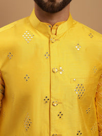 SOJANYA Geometric Embroidered Regular Kurta with Churidar with Embellished Nehru Jacket
