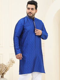 SOJANYA PLUS Lelaki Kurta Sulam Etnik Biru Motif Benang