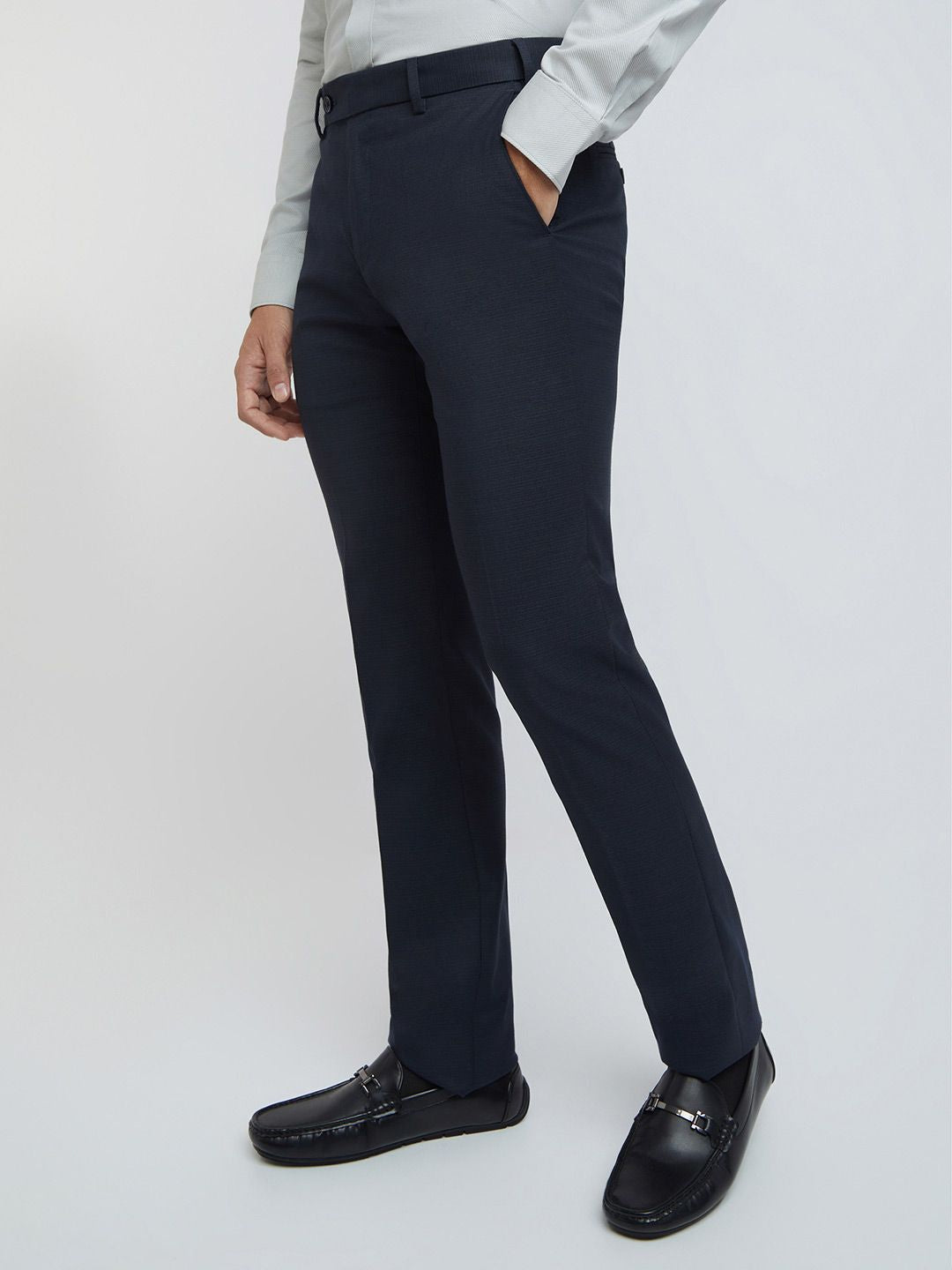 Raymond Men Textured Slim Fit Formal Trousers
