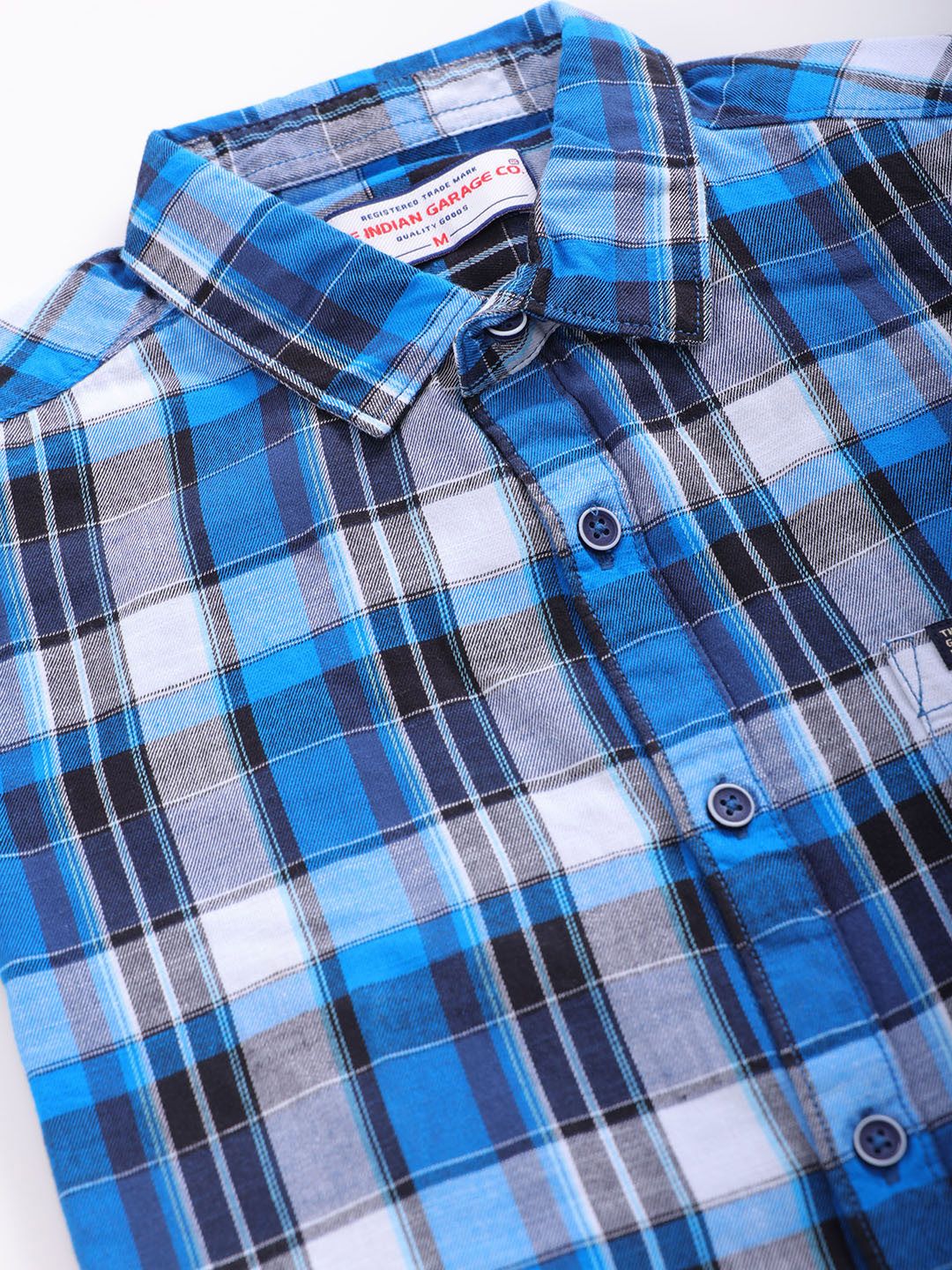 The Indian Garage Co Slim Fit Tartan Checked Pure Cotton Casual Shirt