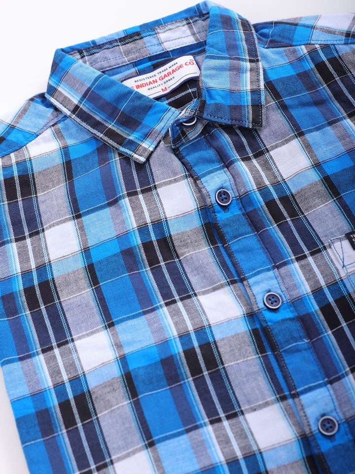 The Indian Garage Co Slim Fit Tartan Checked Pure Cotton Casual Shirt