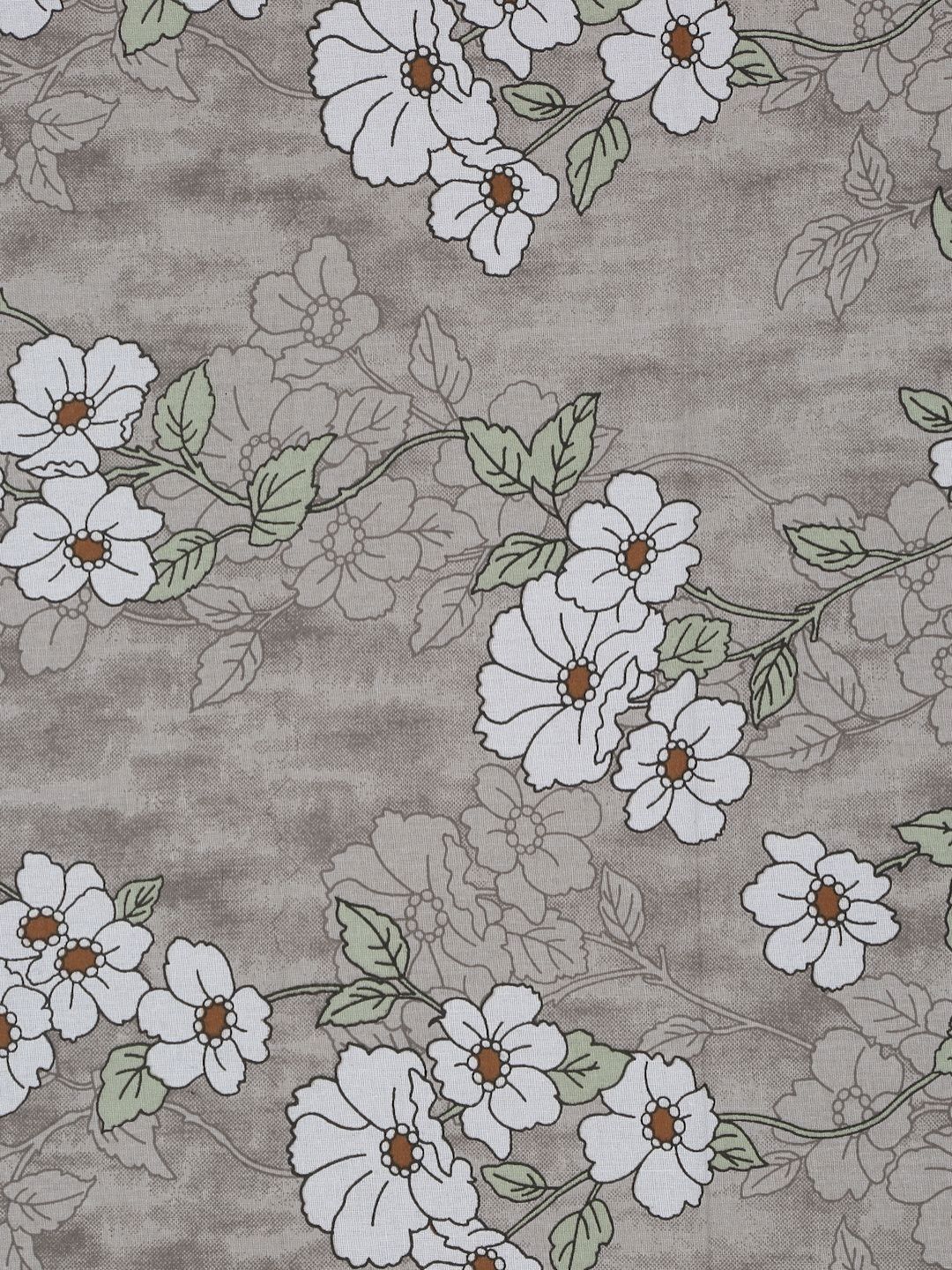 KLOTTHE Grey Printed Pure Cotton 400TC Single Dipasang Cadar & 1 Sarung Bantal