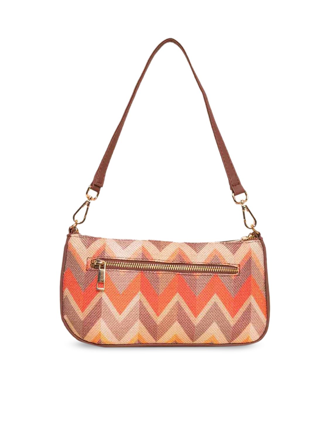 ZOUK Geometric Printed Structured Baguette Hobo Bag