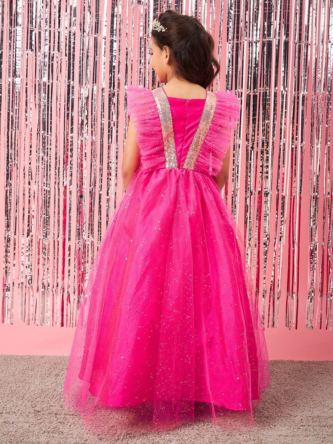 pspeaches Girls Embellished Sequinned Fit & Flare Maxi Dress