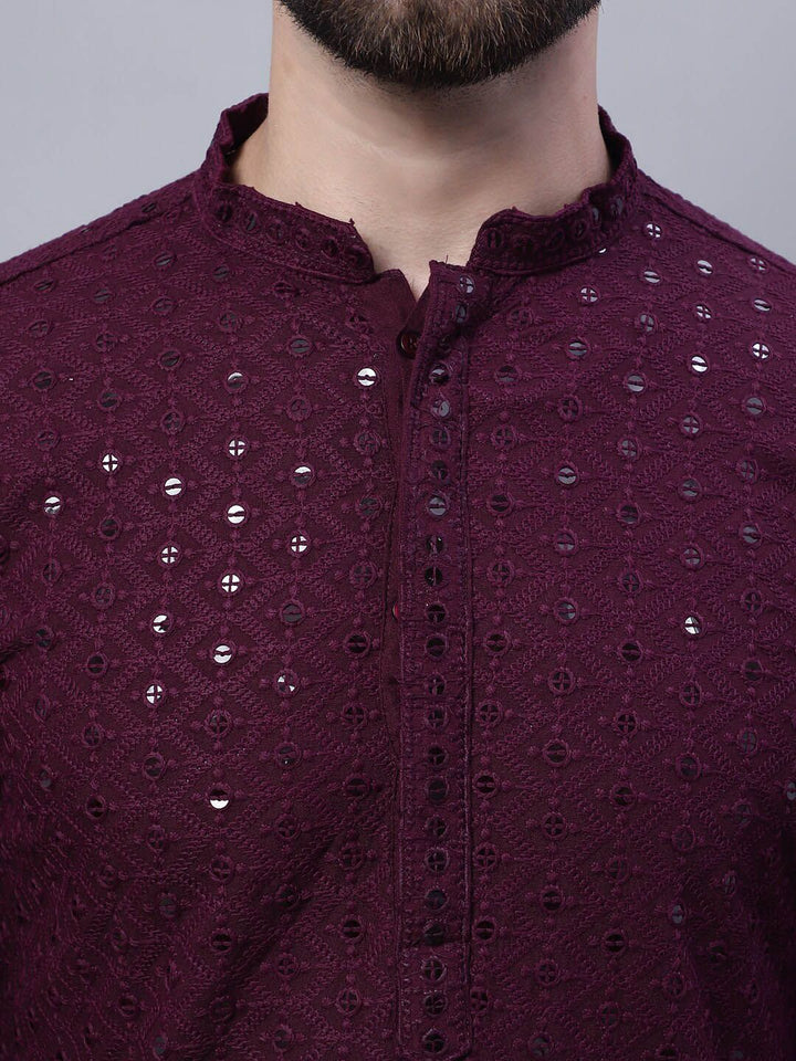 SOJANYA Embroidered Regular Pure Cotton Kurta With Pyjamas With Nehru Jacket