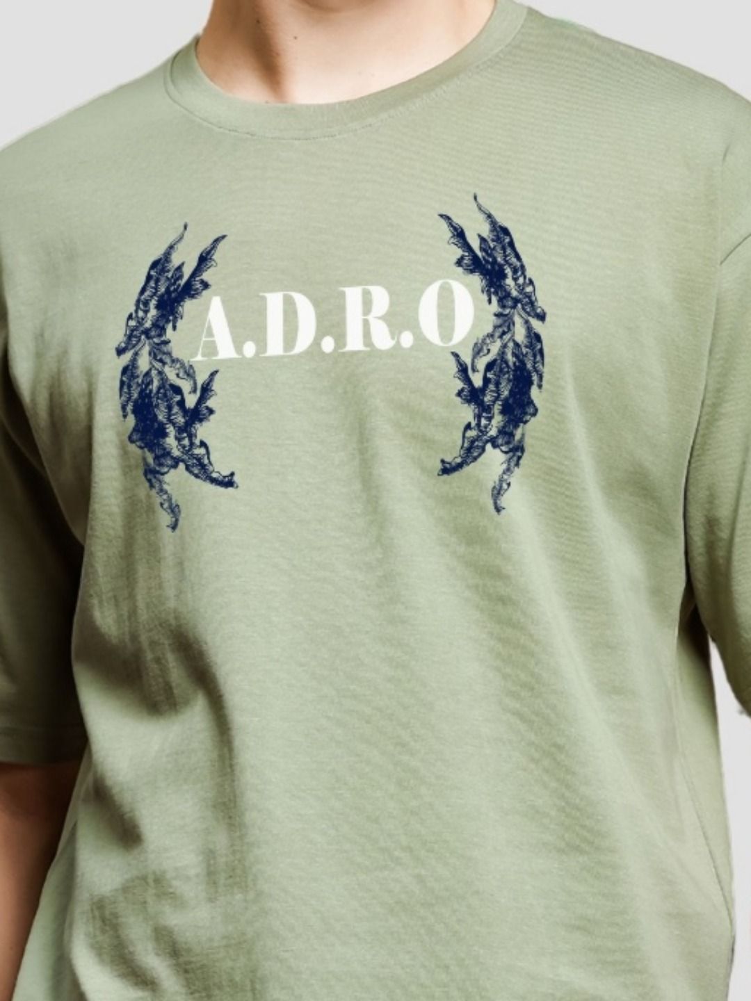 ADRO Lelaki Grafik Bercetak T-Shirt Bersaiz Besar Kapas Leher Bulat