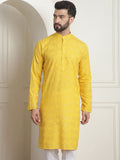 SOJANYA Mandarin Collar Thread Work Cotton Kurta