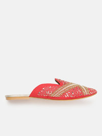 House of Pataudi Women Ethnic Embellished Mules