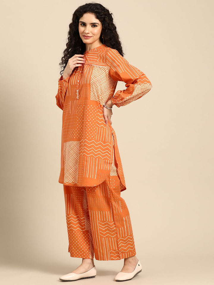 Anouk Women Printed Pure Cotton Straight Kurta with Palazzos