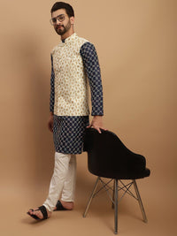 SOJANYA Ethnic Motifs Embroidered Kurta with Churidar & Nehru Jacket
