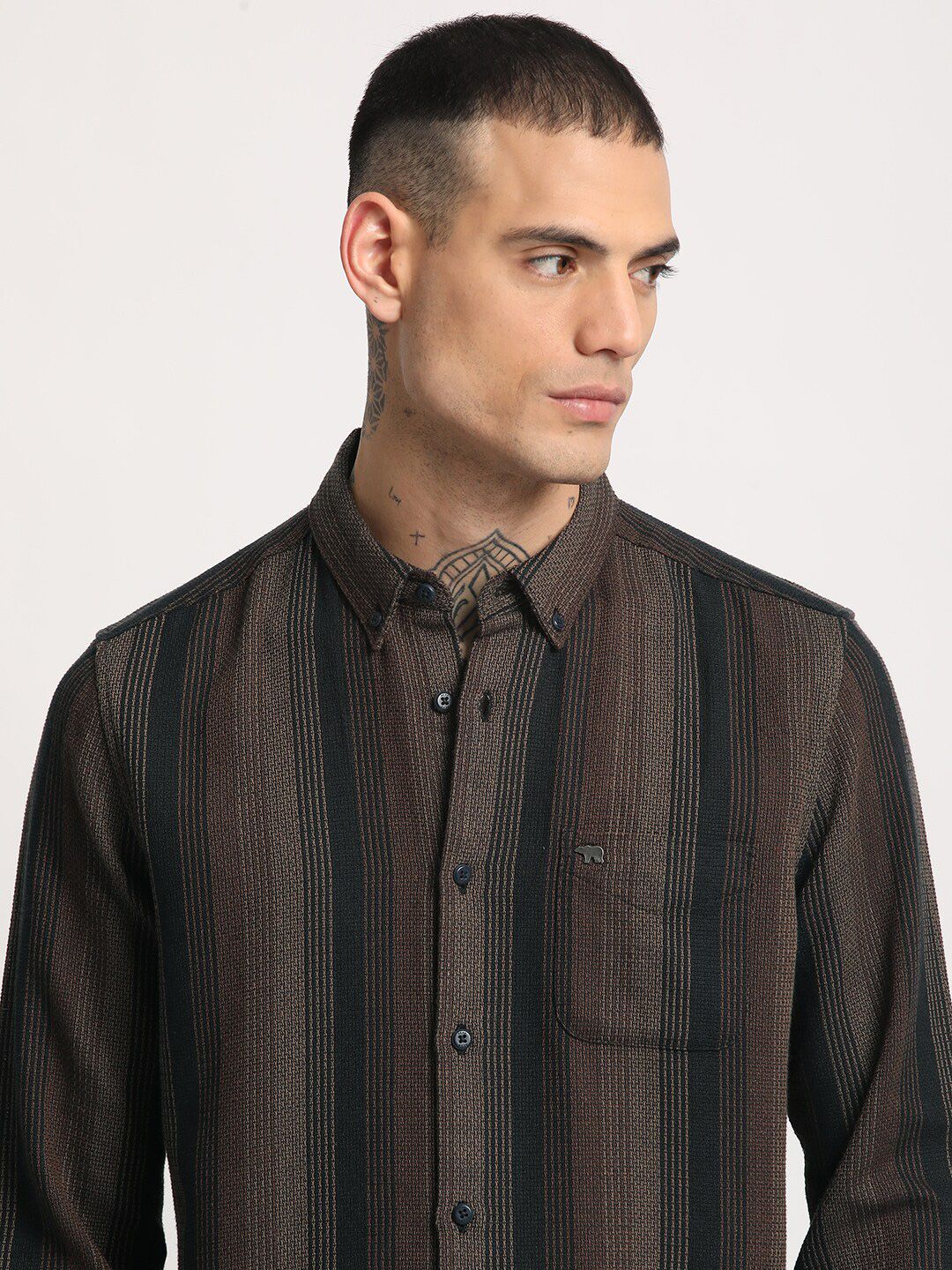 THE BEAR HOUSE  Striped Slim Fit Button-Down Collar Casual Shirt